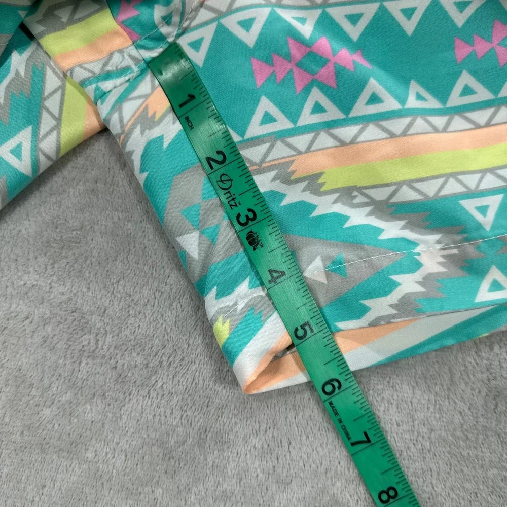 Chubbies Swim Trunks Mens XL Teal Geometric Tribal Print Retro Mesh Lined Shorts